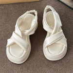 Cross Strap Sandaalid Suvised Slip-on Open Toe Leisure Platform Mitmek&uuml;lgsed rannasandaalid 35 must
