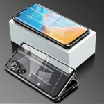 360 t&auml;iskaitsega magnetiline metallist &uuml;mbris Huawei Pura 70 P60 50 40 Pro Honor 90 80 70 Mate 60 50 kahepoolne karastatud klaasist telefoni kate For Huawei Pura 70 must