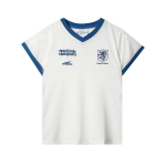 L&otilde;una-Korea moem&auml;rk Ameerika vintage-mood V-kaelusega l&uuml;hikeste varrukatega dž&ouml;rsi Gyaru l&uuml;hike slim-fit salendav T-s&auml;rk topp M tumesinine