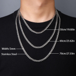 Never Fade Tatinium 5mm Figaro kett meestele Naistele T&uuml;drukutele Hip Hop Roostevabast Terasest Ehted T&auml;nava lahe kaelakee 70cm