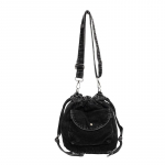 Plisseeritud koppkott Naiste teksakott V&auml;ike &otilde;lakott Crossbody kott must