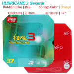 Ehtne DHS Hurricane 3 NEO &Uuml;ldine H37 Lauatennise Kummi Oranž K&auml;sn Ping Pong Kummi Professionaalne Tagak&auml;e L&otilde;igete jaoks Red 2.1mm 1 Pcs