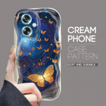 Armas koomiksimustriga kreemjas tekstuuriga korpus, lainelise servaga pehme silikoonkaanega telefoni&uuml;mbris OPPO Reno Realme jaoks OPPO A17 must