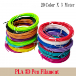 DIY 3D pliiatsi filamendist t&auml;itematerjal PLA 1,75 mm prindipliiats Keskkonnas&otilde;bralik l&otilde;hnatu plastikust 3D joonistusprinter 3D-printeri pliiatsi jaoks 3M*20Color (60m)