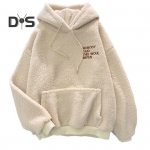 S&uuml;gistalv naiste kapuuts Pingutuspael elastne mansett paks fliis plaaster tasku lahtised pikad varrukad Pullover soe kiri tikandiga top S sinine