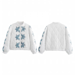 &Uuml;markaelus avar puuvillane mantel Naiste moet&auml;ht, lilledega mustriga tepitud Bomber-jakk pikkade varrukatega, suure suurusega puuvillane jakk, s&uuml;gisene &uuml;ler&otilde;ivas S valge