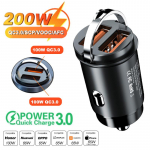 Mini 100 W USB autolaadija PD autolaadija kiirlaadimine autotelefoni laadija Dual QC3.0 200W must