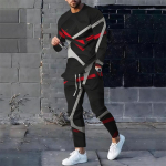 Meeste dressipluusikomplektid 3D-tr&uuml;kiga Meeste suurte m&otilde;&otilde;tudega pikkade varrukatega T-s&auml;rk P&uuml;ksid Jooksu&uuml;likond Mood Vabaaja T&auml;navariided Topid 2-osaline Riietus 3XL