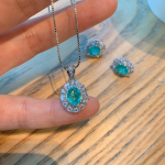 Ehted Naturaalne Simulatsioon Paraiba K&otilde;rvar&otilde;ngad Retro Mikro Inkrusteeritud Teemant Sinine Turmaliin Kaelakee Ripats