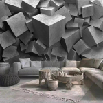 Moodsas stiilis seinamaaling 3D abstraktne ruumitsemendi geomeetriline tapeet Kodukaunistus Elutoa magamistoa taustapilt 320 cm(W) x 240 cm(H)