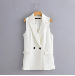 Naiste lihtsalt varrukateta kahekordse rinnaga vestiga jakk, naister&otilde;ivad vabaaja &uuml;likonnad, mantel, taskud, &uuml;ler&otilde;ivad, topid M