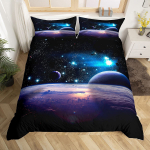 Galaxy tekikottide komplekt 3D prinditud kosmoseteemaline voodipesukomplekt poisslapsele Galaxy Series Universe mustriga pol&uuml;estrist tekikott t&uuml;drukule 70x133cm 2pcs