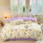 Botaaniline lilleline tekikott Pehme &uuml;mberp&ouml;&ouml;ratav lilleline tekikott 4 tk voodipesukomplekt(1 tekikate + 1 lame lina + 2 padjavarre) 180x220cm 4pcs set