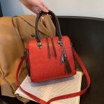 Uus Retro Naiste Tuttidega Disainiga K&auml;ekott Lihtne ja Vabaaja Tote-kott Suure Mahutavusega Naiste Sling &Otilde;lakott Crossbody Kott 26*24*14cm veinipunane v&auml;rv