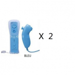YSFMODE&reg; 2 Manettes Motion Plus Bleu + 2 nunchuck Bleu pour WII