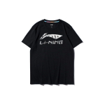 Li Ning Logo Prindiga &Uuml;hev&auml;rviline &Uuml;mmarguse Kaelusega L&uuml;hikeste Varrukatega T-s&auml;rk Meeste Topid Must YHST177-1 L black