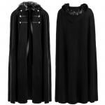 Meeste punkmantel, pikk jakk, must gooti stiilis Steampunk kapuutsiga kuub Halloweeni mantel must