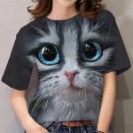 Suvised naiste kassi teemalised 3D-tr&uuml;kiga maalitud T-s&auml;rgid O-kaelusega vabaaja unisex topid igap&auml;evaseks kandmiseks, uus T-s&auml;rgi disain, t&auml;navamood S