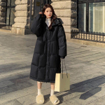 Kollane polsterdatud jope naiste keskpikk talvepolsterdatud jope, mis on p&otilde;lvest paksem polsterdatud jope M kollane