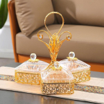 &Uuml;mmargune metallist puuviljakauss, kaasaskantav raudtaldrik suupistete ja kuivatatud puuviljade jaoks, kolm-&uuml;hes kommikarp, stiilne elutoa kaunistus