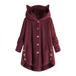 Naiste talvejope, kahepoolne fliisist pl&uuml;&uuml;sist vabaaja avara kapuutsiga n&ouml;&ouml;biga kampsun jakk L armee roheline v&auml;rv