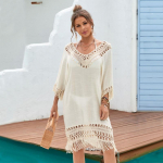Naiste rannakapuuts Tassel Long Beach Kleit Patchwork Rannaseelik One Size aprikoosi