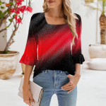 Naiste vabaaja 3/4 varrukatega topid, suvised ruudukujulised kaelusega T-s&auml;rgid, volangidega avara tuunika pluusid L armee roheline v&auml;rv