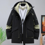 Suures suuruses 4XL-11XL Moodsad Meeste Parkad Talvised Oversize &Uuml;ler&otilde;ivad Kapuutsiga vabaaja lahtine paks soe talvejope 4XL must