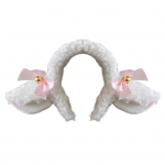 Hair Hoop Sheep Ear Design Plush peapael Bowknot Bell Decor valge juuksepael meigipesu B