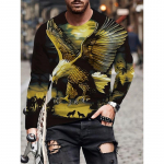 Fashion Eagle 3D T-s&auml;rgid Graafilised T-s&auml;rgid Meeste s&auml;rk vabaaja Mugav pikkade varrukatega T-s&auml;rk Loomatr&uuml;kis Disainer riided Meeste topid S