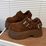 Leopard Platvorm Naiste Lumisaapad Suede Disainer K&otilde;rge Kontsaga Kingad 2025 Trend L&uuml;hike Pl&uuml;&uuml;s Soe Pandlaga Talv Uued Naiste Saapad 35 pruun