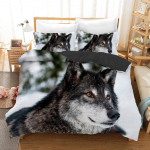 Fashion Wolf mustriga voodipesukomplektid loomade tekikott Queen King Size tekikate padjap&uuml;&uuml;r 2/3 tk pol&uuml;estrist lohukott AU Double180x210cm