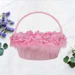 1 tk Lillekorv L&auml;&auml;ne stiilis Pulmalillekorv &Otilde;rn Pruudi Lillekorv Imitatsioon Bambusest Kootud Lillekorv Loov roosa
