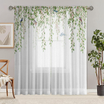 2 tk HD Digitaalne V&auml;ike V&auml;rske Roheline Nuttev Paju Prindiga Kardinad Kodu Kaunistamine Stiil Kaunistamine Elutuba Magamistuba Vardad W52H63inchW132H160cm