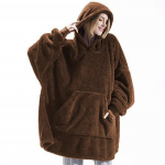 Fliisist kapuutsiga tekk naistele meeste suur kapuutsiga kampsun Mugav pullover tekk koduriided One Size pruun