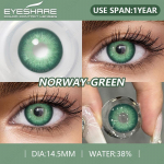 Eyeshare Norra Naturaalsed Rohelised V&auml;rvilised Kontaktl&auml;&auml;tsed Silmadele 14.5mm Aastased Silmakontaktid 2 tk