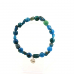 Pierres et Min&eacute;raux. Bracelet Apatite bleu du Br&eacute;sil + Perles Apatite 8 mm. Fabriqu&eacute; en France. sinine