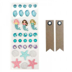 33 stickers 3D Mer + 20 &eacute;tiquettes kraft Fanion