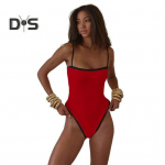 Naiste &uuml;hes t&uuml;kis bikiinid vintage k&otilde;rge l&otilde;ikega ujumistrikoo bandeau rannariided rinnapatjadega naiselikud ujumisriided rannapuhkuseks surfamiseks basseinis ujumiseks S must