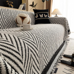 Paks Chenille tekk Klassikaline must triip Diivanitekk Suvine diivan Libisemiskindel tekk Kontori uinaku sall Padi Diivanikatted 180x130cm