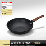 Mittenakleepuv meditsiinilise kiviga praepann lameda p&otilde;hjaga - V&auml;he suitsu, Ideaalne kodukokkamiseks 30cm frying pan without lid + wooden spatula
