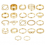 22 tk/komplekt Naiste s&otilde;rmusekomplekt &Otilde;&otilde;nes kunstp&auml;rl, mitme kujuga s&uuml;da, liblikas, poleeritud sileda sulamiga t&ouml;&ouml;lk&auml;imiseks virnastatav k&auml;ev&otilde;ru s&otilde;rmus s&otilde;rme ehted kuldne