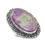 Natural Purpurite Gemstone Handmade 925 Sterling Silver Jewelry Ring Size 8 i5o35