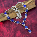 Lapis Lazuli kaelakee, k&auml;sit&ouml;&ouml;na valmistatud ehted, 925 tahke h&otilde;bedane kaelakee, v&auml;&auml;riskivide ehete reguleeritav ketiga kaelakee kingitus emale Adjustable With 18 Inches