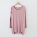 Naiste modaalkangast puuvillane batwing-teemaline T-s&auml;rkkleit: Keskmise pikkusega, pikkade varrukatega, l&uuml;hikese esiosa ja pika seljaosaga disain vabaajar&otilde;ivasteks XL roosa