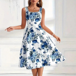 Boheemlaslik suvekleit naistele, varrukateta, lillemustriga, puhkuse &uuml;hes t&uuml;kis M