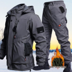 Pluss Sametist Voodriga Veekindel Pehme Kest Tuulejope Komplekt &ndash; Soe V&auml;litingimustes M&auml;gedes Matkamiseks ja Mustust H&uuml;lgav T&ouml;&ouml;riietus S&uuml;giseks ja Talveks 170