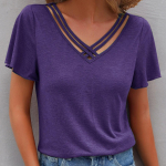 2024. aasta suve naiste &uuml;hev&auml;rviline Lotus Leaf varrukatega l&uuml;hikeste varrukatega T-s&auml;rk 2XL