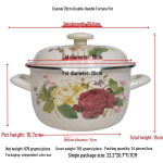 Paks vana stiilis emailitud supipott (20-24 cm) Beebitoidu ja hautiste jaoks Enamel double-eared pot (Random pattern) beige