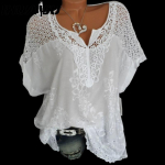 IHUASU Naiste mood vabaaja &uuml;hev&auml;rvilise tr&uuml;kiga l&uuml;hikeste varrukatega V-kaelusega pluusid ja s&auml;rgid S